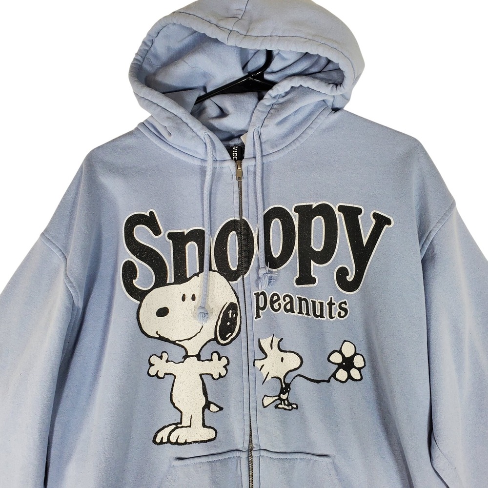 H&M Divided Peanuts Snoopy Woodstock Zip Up Hoodie Light Blue Small O/N 388047